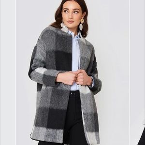 Mango checkered Cocoon wool oversized coat XS